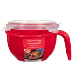 B&M Microwavable Food Bowl With Handle -Quality Kitchenware Store 304743 Microwavable Food Bowl with Handle red1