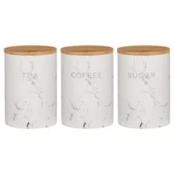 B&M Marble Effect Kitchen Canisters 3pc 10 B&M Marble Effect Kitchen Canisters 3pc -Quality Kitchenware Store 356820 storage canisters marble effect tea coffee sugar
