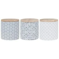 B&M Embossed Geometric Storage Canisters 3pc -Quality Kitchenware Store 356821 storage canisters geo grey 3