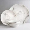 B&M White Marble Effect Dinner Set 12pc -Quality Kitchenware Store 357251 marble dinner set 12pk