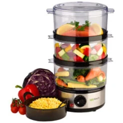 Mo Health 3 Tier Steamer -Quality Kitchenware Store 358352 mo farah 3 tier steamer 3