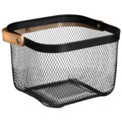 B&M Mesh Storage Basket With Bamboo Handle -Quality Kitchenware Store 369475 mesh storage basket with bamboo handle 2