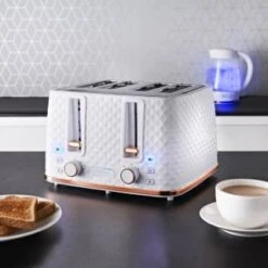 Quality Kitchenware Store -Quality Kitchenware Store 371982 goodmans diamond white rose gold 4 slice toaster