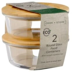 B&M Round Glass Food Containers With Bamboo Lid 2pk 11 B&M Round Glass Food Containers With Bamboo Lid 2pk -Quality Kitchenware Store 376822 2 round glass food containers 5