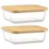 B&M Rectangular Glass Food Containers With Bamboo Lids 2pk -Quality Kitchenware Store 376824 2pk regular glass food containers 4