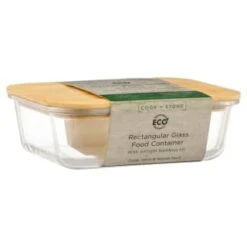 B&M Rectangular Glass Food Container With Bamboo Lid -Quality Kitchenware Store 378623 regular glass food container 3