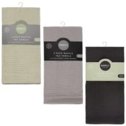 Simply Everyday Waffle Tea Towels 3pk - Grey -Quality Kitchenware Store 380223 380224 380225 3pk simply everyday waffle teal towels main 2