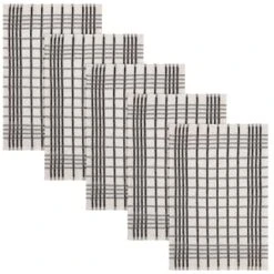 B&M Essentials Check Tea Towels - Black 5pk -Quality Kitchenware Store 380235 5pk check tea towels black 2