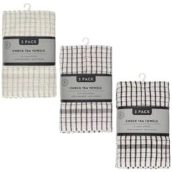 B&M Check Tea Towels - Sage 3pk -Quality Kitchenware Store 380305 380307 380309 3pk check tea towels main 1