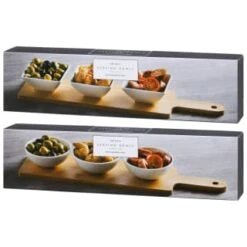 B&M Set Of 3 Serving Bowls With Bamboo Tray - Square -Quality Kitchenware Store 380368 3pk serving boards with bamboo tray main 2