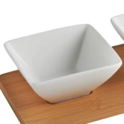 B&M Set Of 3 Serving Bowls With Bamboo Tray - Square -Quality Kitchenware Store 380368 3pk serving boards with bamboo tray square 2