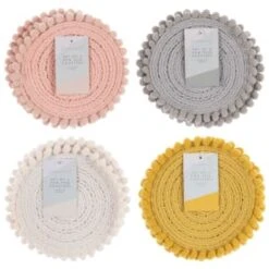 B&M Pom Pom Coasters - Grey 4pk -Quality Kitchenware Store 380383 380384 380492 380495 4pk harmony pom pom coasters