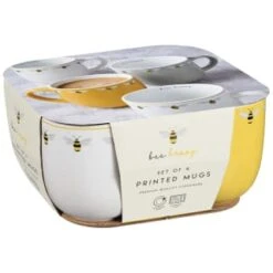 B&M Bee Happy Printed Mugs - 4pk -Quality Kitchenware Store 380506 4pk printed mugs bee happy 2