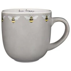 B&M Bee Happy Printed Mugs - 4pk -Quality Kitchenware Store 380506 4pk printed mugs bee happy grey