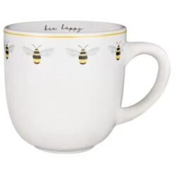 B&M Bee Happy Printed Mugs - 4pk -Quality Kitchenware Store 380506 4pk printed mugs bee happy white