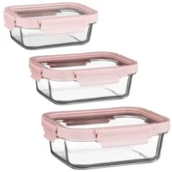 B&M Pink Glass Food Container - Medium 7 B&M Pink Glass Food Container - Medium -Quality Kitchenware Store 380659 380660 380661 glass food container pink large 1