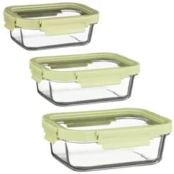 B&M Green Glass Food Container - Large -Quality Kitchenware Store 380662 380663 380664 glass food container green medium 2