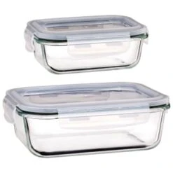 B&M Large Eco Glass Clip Lock Food Container -Quality Kitchenware Store 388506 388507 glass clip lock food container group