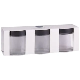Set Of 3 Jars With Black Lids 3 Set Of 3 Jars With Black Lids