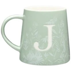 B&M Floral Alphabet Mug (Assorted) -Quality Kitchenware Store 394397 floral alphabet mug green j