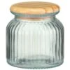 B&M Small Ribbed Glass Jar With Wooden Lid 1 B&M Small Ribbed Glass Jar With Wooden Lid -Quality Kitchenware Store 394427 ribbed glass jar with wooden lid small 2