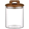 B&M Small Glass Jar With Acacia Wood Lid -Quality Kitchenware Store 394439 small glass canister with acacia wood 2