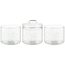 B&M Printed Glass Stackable Storage Jars 3pc - White 11 B&M Printed Glass Stackable Storage Jars 3pc - White -Quality Kitchenware Store 396484 3pk printed glass stackable storage jars white 2