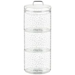 B&M Printed Glass Stackable Storage Jars 3pc - White 12 B&M Printed Glass Stackable Storage Jars 3pc - White -Quality Kitchenware Store 396484 3pk printed glass stackable storage jars white 4
