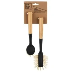 B&M Bamboo Dish Brushes 2pk -Quality Kitchenware Store 397041 2pk bamboo dishbrushes